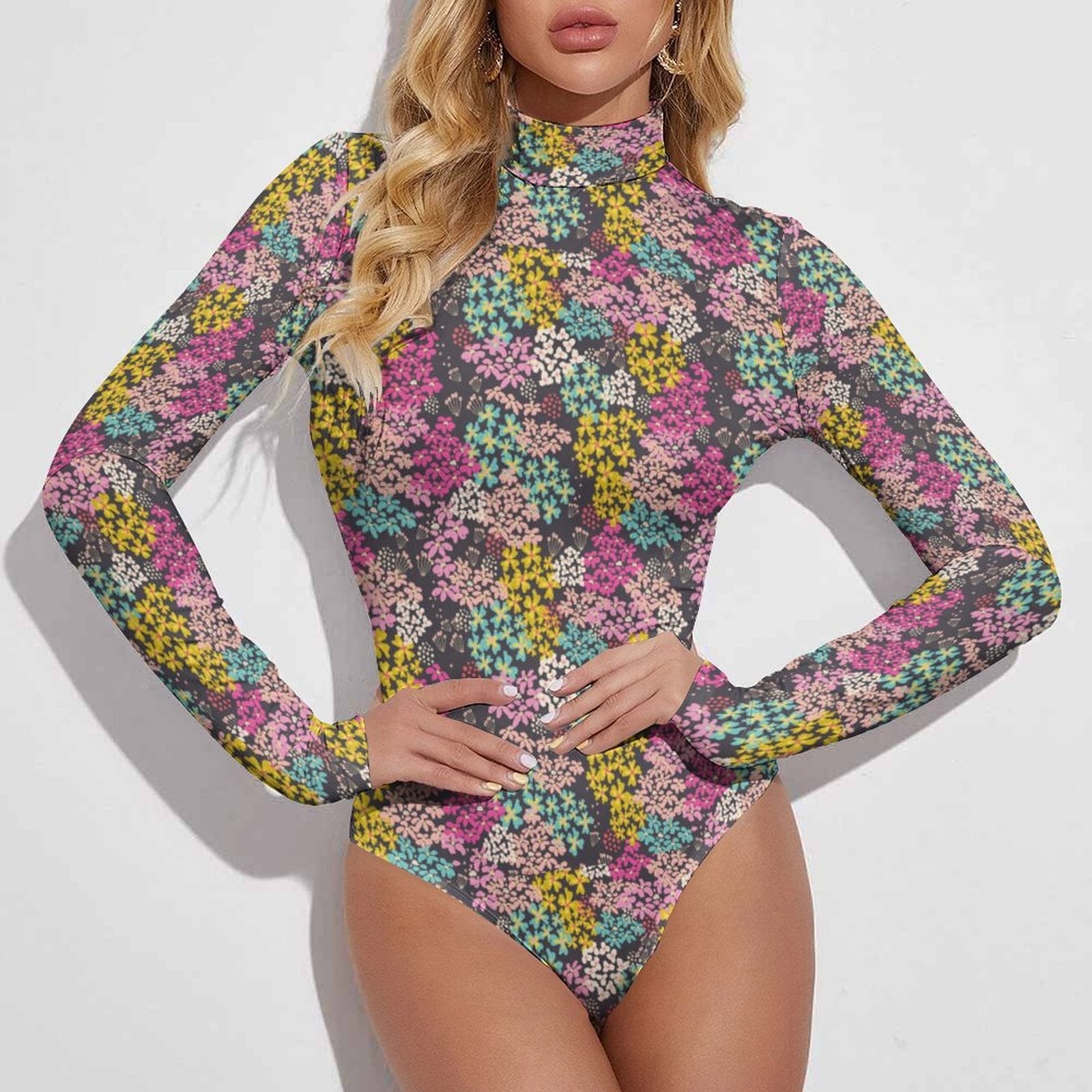 Summer Vibes High-collar Long-sleeve Bodysuit