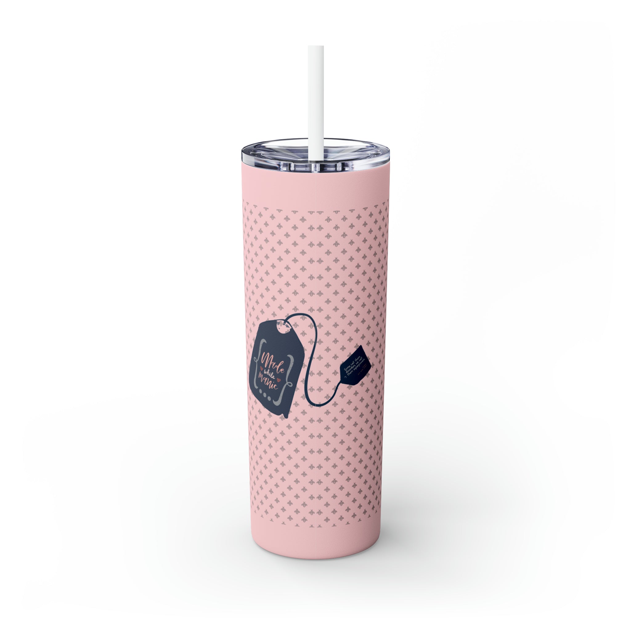 Be Free Inspirational Pink Skinny Tumbler - 20oz Bee Happy Series