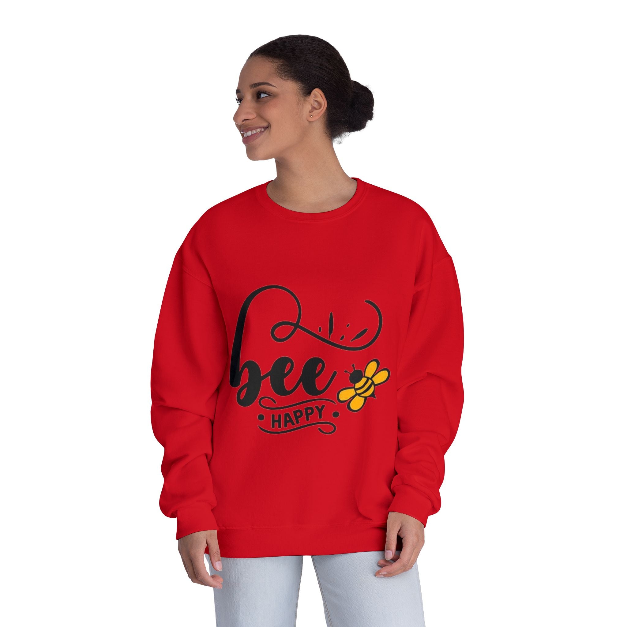 Bee Happy Series - "Bee Happy." Unisex NuBlend Crewneck Sweatshirt