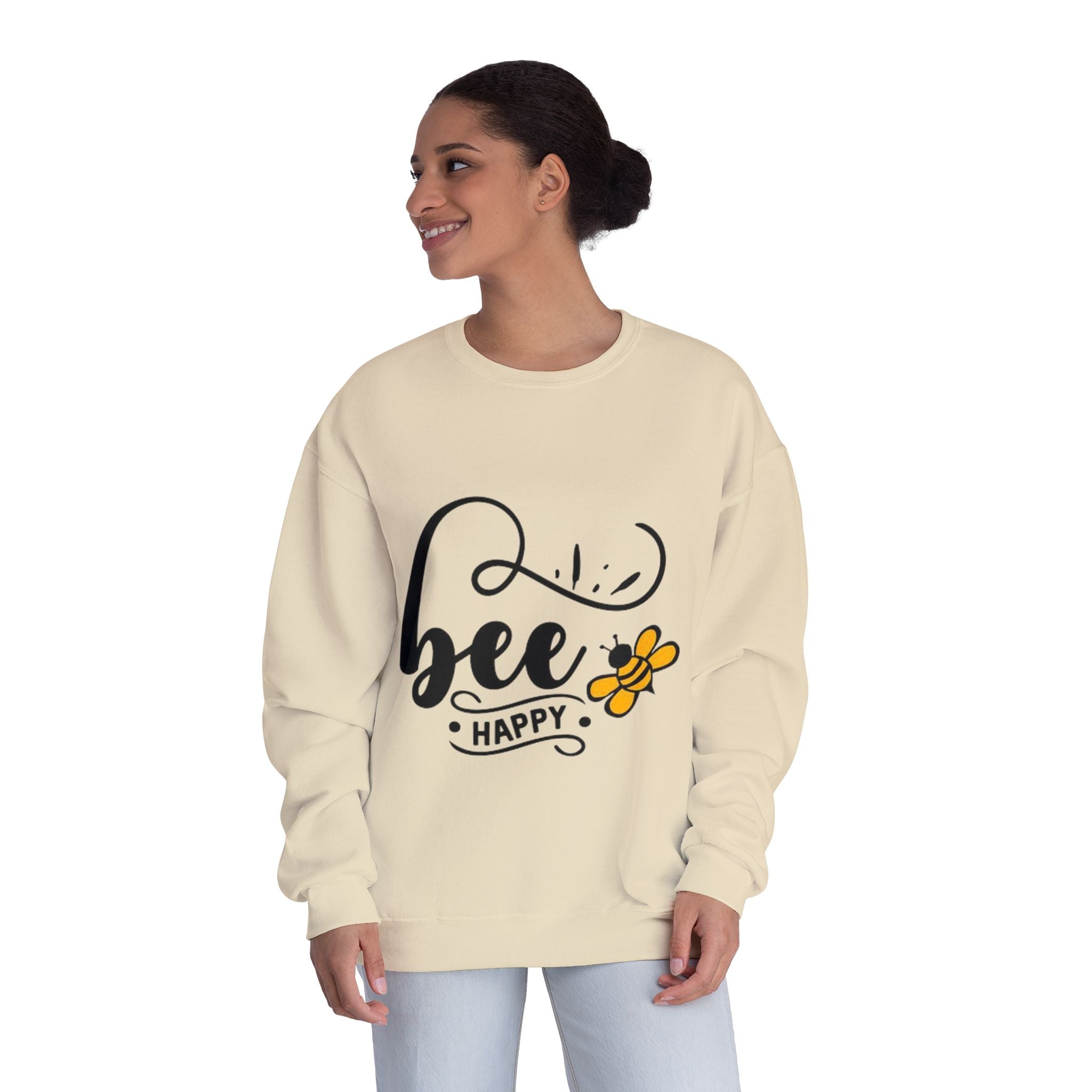 Bee Happy Series - "Bee Happy." Unisex NuBlend Crewneck Sweatshirt