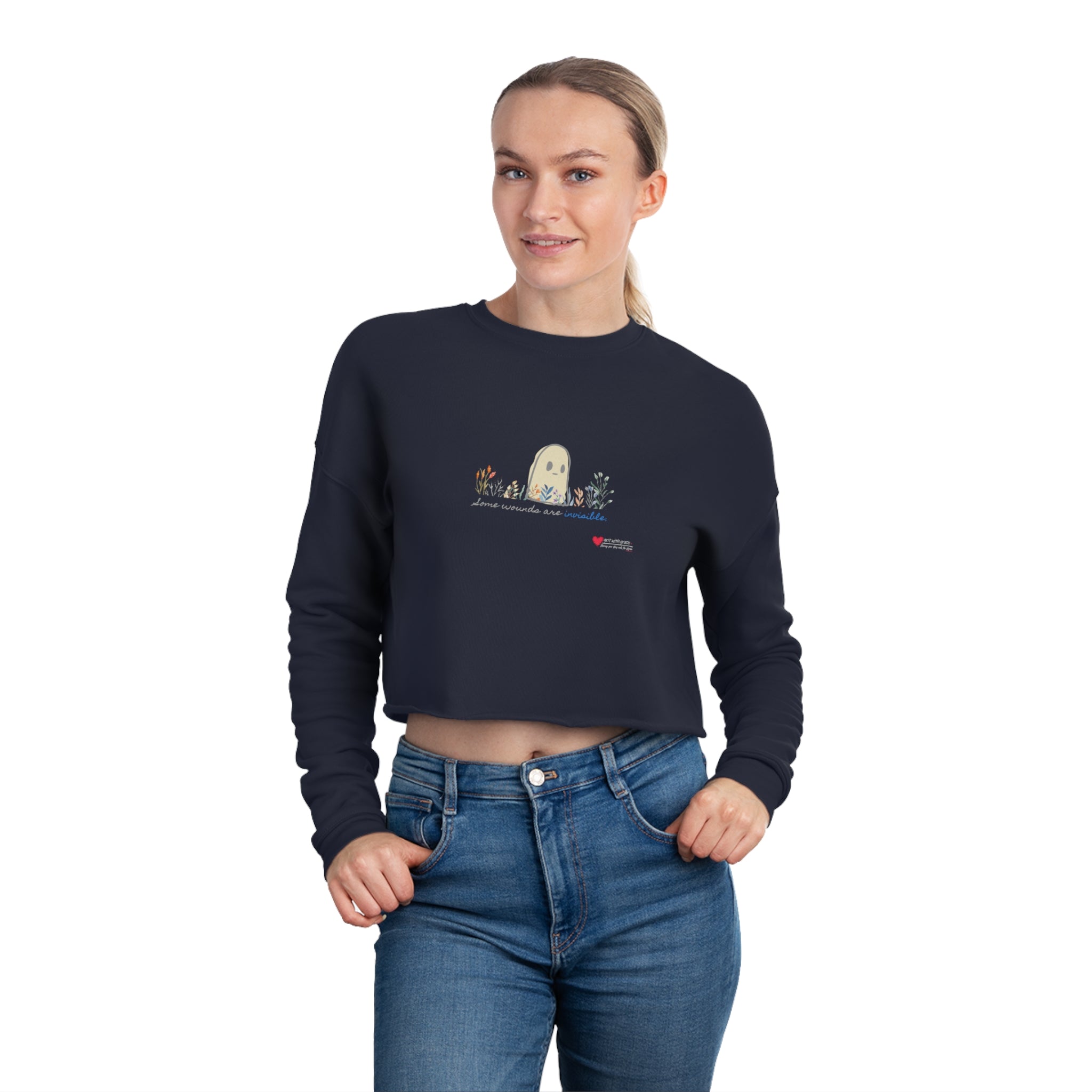 Invisible Ghost Casual Cropped Women's Sweatshirt