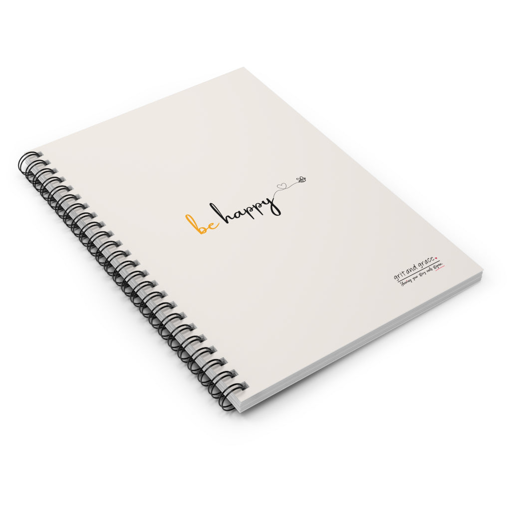Bee Happy Series - "Be Happy." Spiral Notebook - Ruled Line