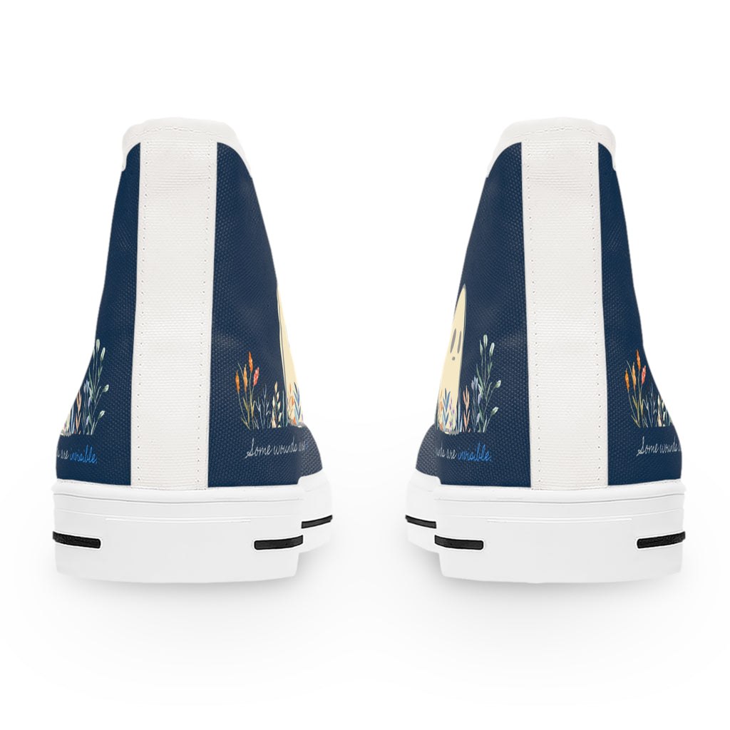 Invisible Ghost Series - "Some Wounds Are Invisible." Women's High Top Sneakers