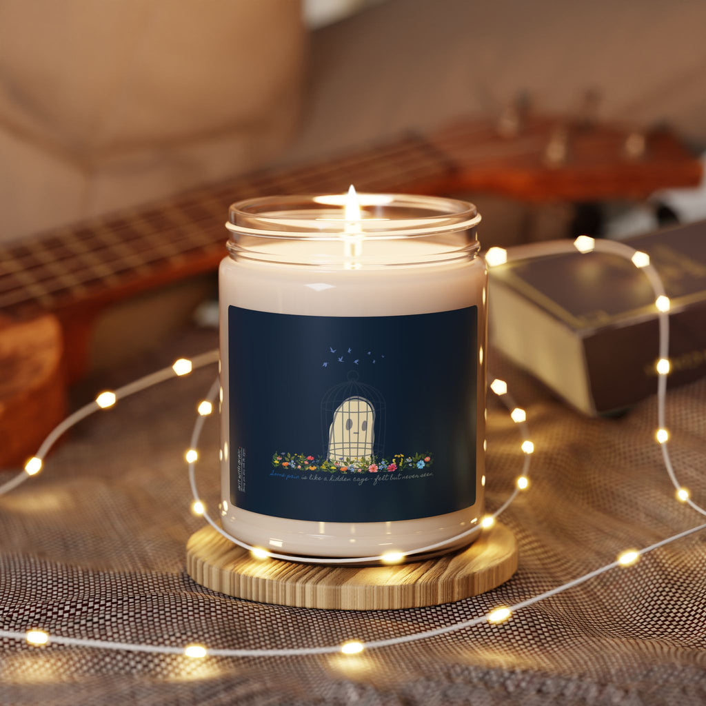 Invisible Ghost Series - "Some pain is like a hidden cage - felt but never seen." Scented Soy Candle, 9oz