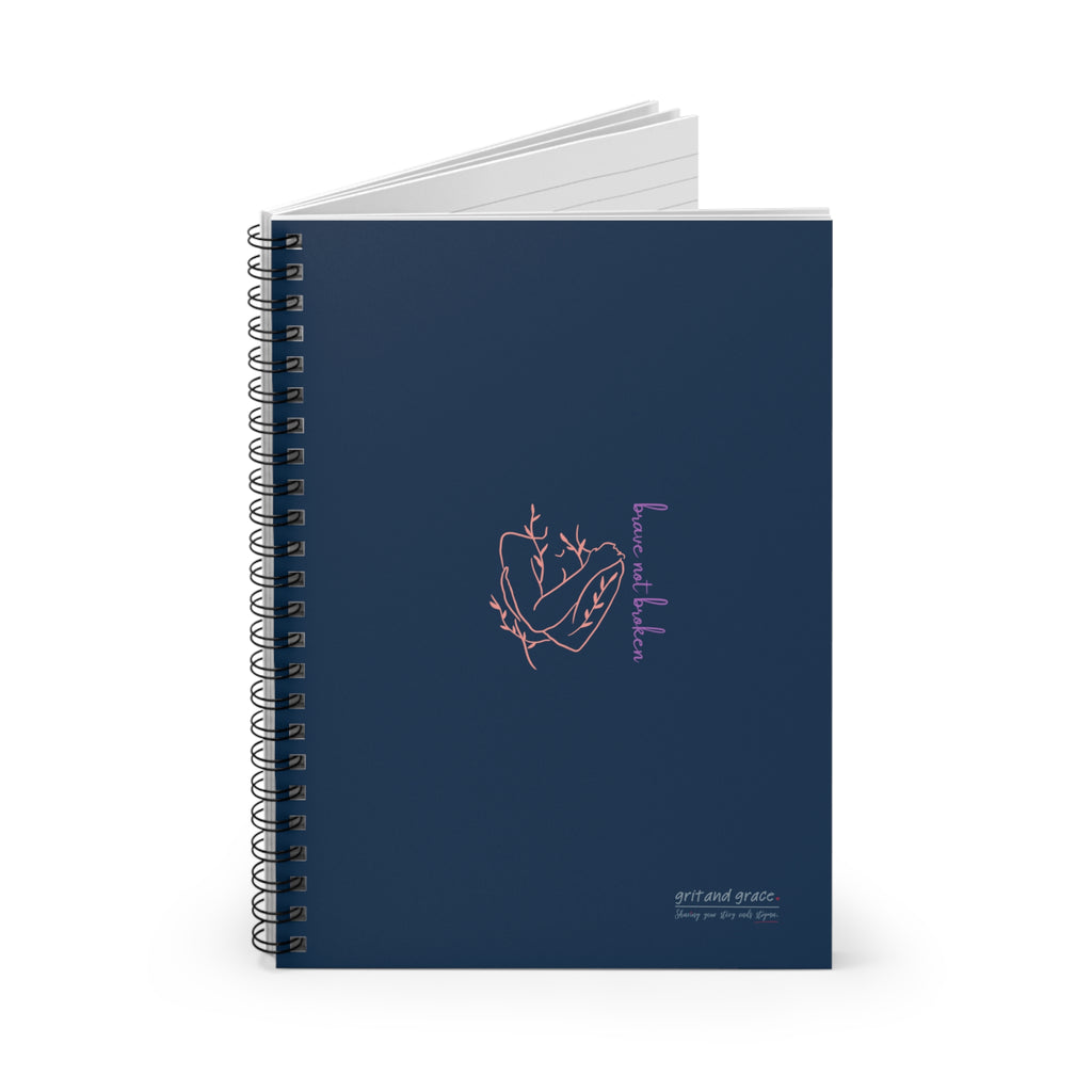 Mental Health Matters - "brave not broken" Spiral Notebook - Ruled Line