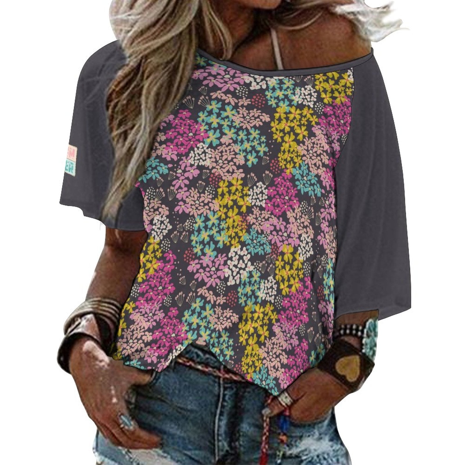 Summer Vibes Collection Women’s Off the Shoulder Half-Sleeve T-shirt