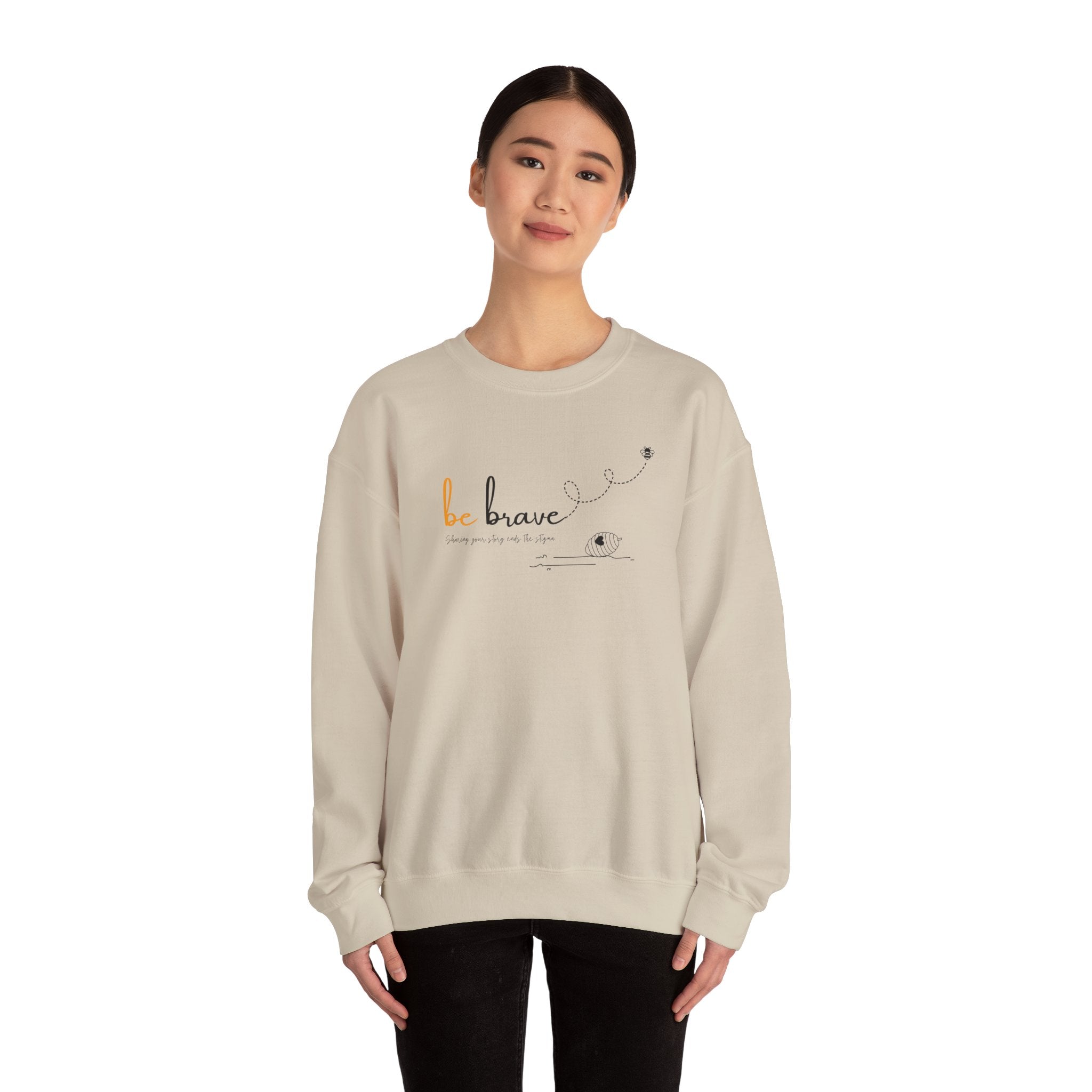 Bee Happy Series - "Be Brave." Unisex Heavy Blend™ Crewneck Sweatshirt