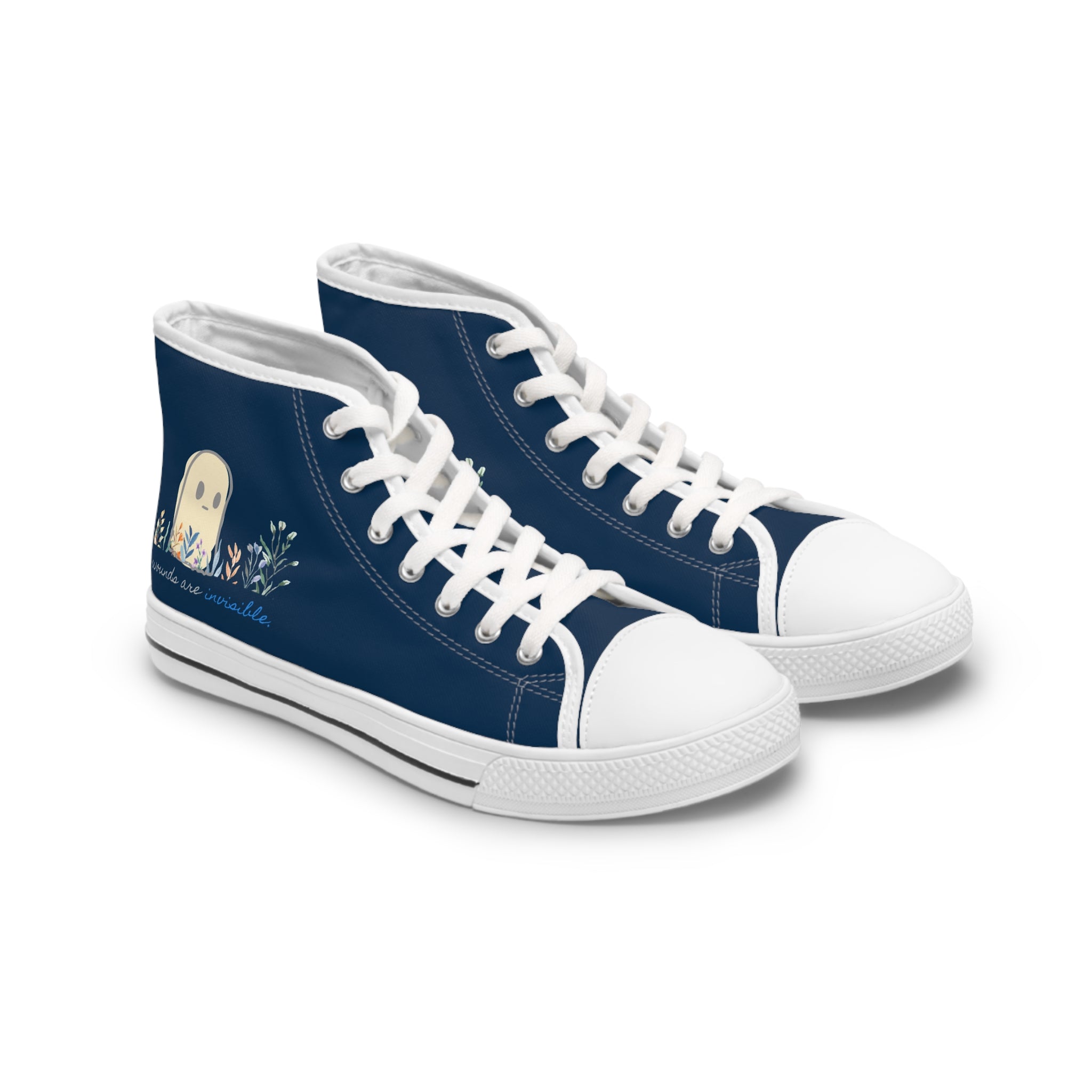 Invisible Ghost Series - "Some Wounds Are Invisible." Women's High Top Sneakers