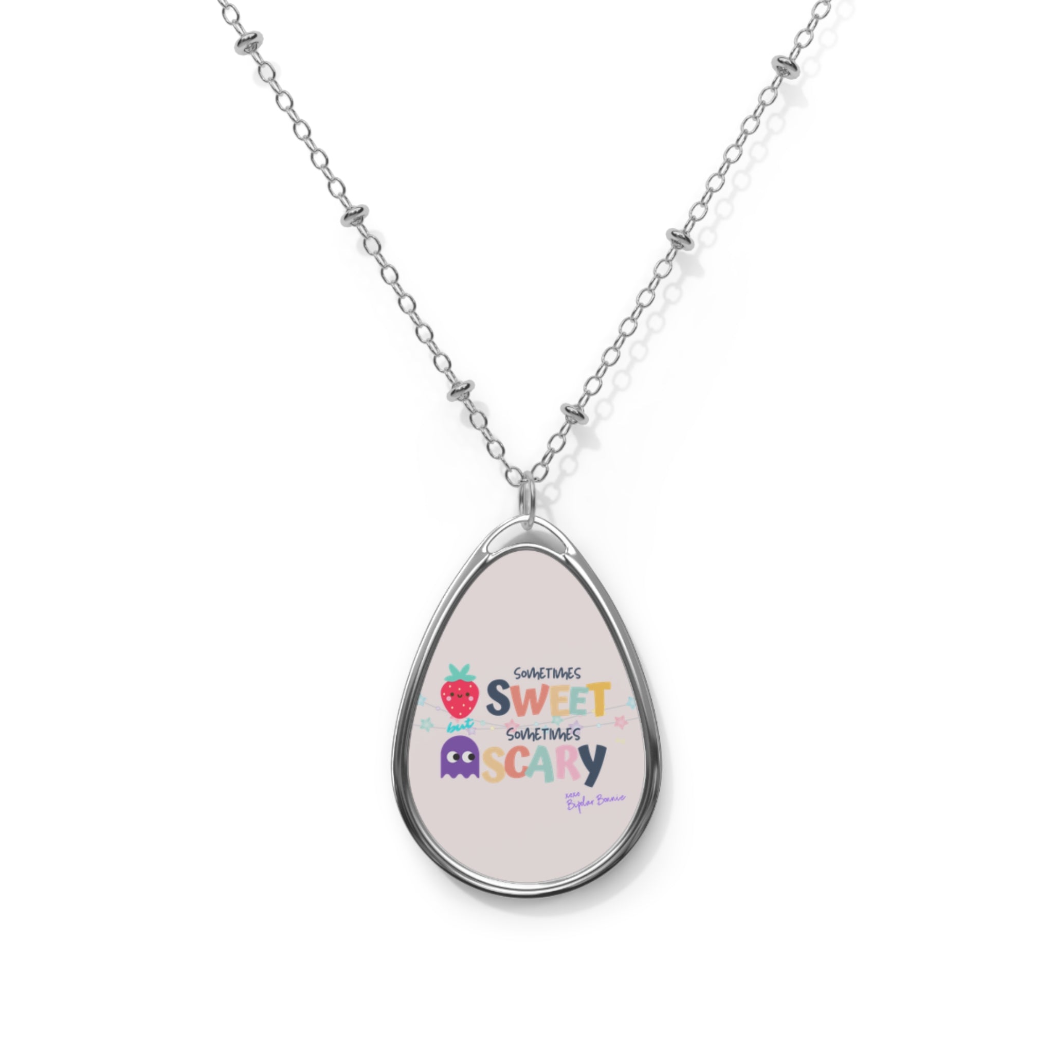 Bipolar Bonnie Series - "Sometimes Sweet But Sometimes Scary" Oval Necklace