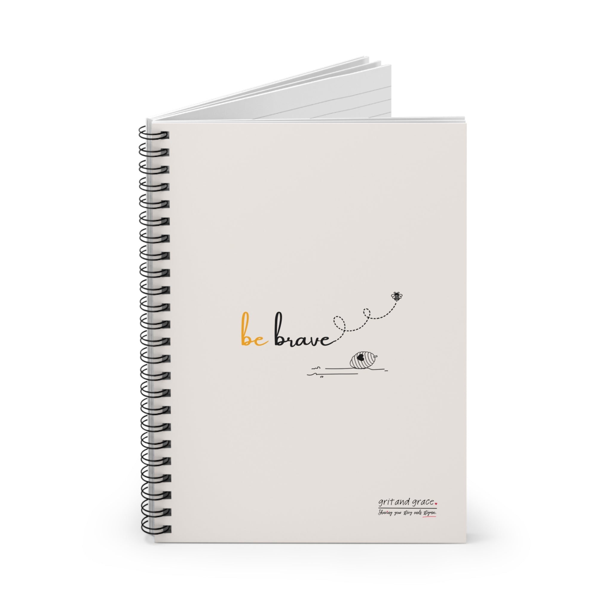 Bee Happy Series - "Be Brave." Spiral Notebook - Ruled Line