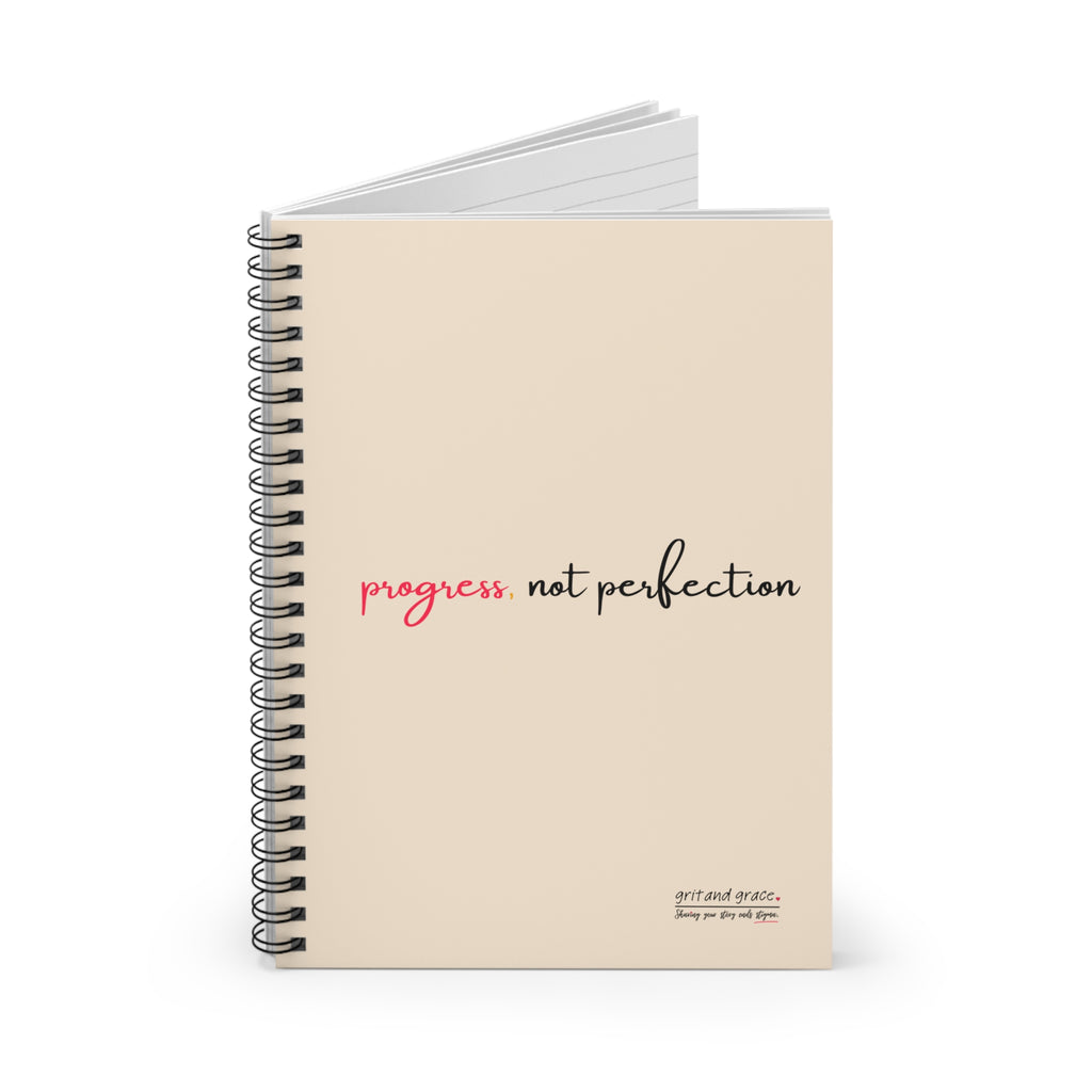 Mental Health Matters - "progress, not perfection" Spiral Notebook - Ruled Line