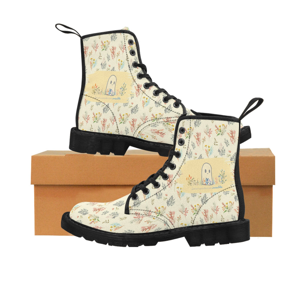 Empowerment Combat Boots for Women: Invisible Ghost 'Unseen Wounds' Collection