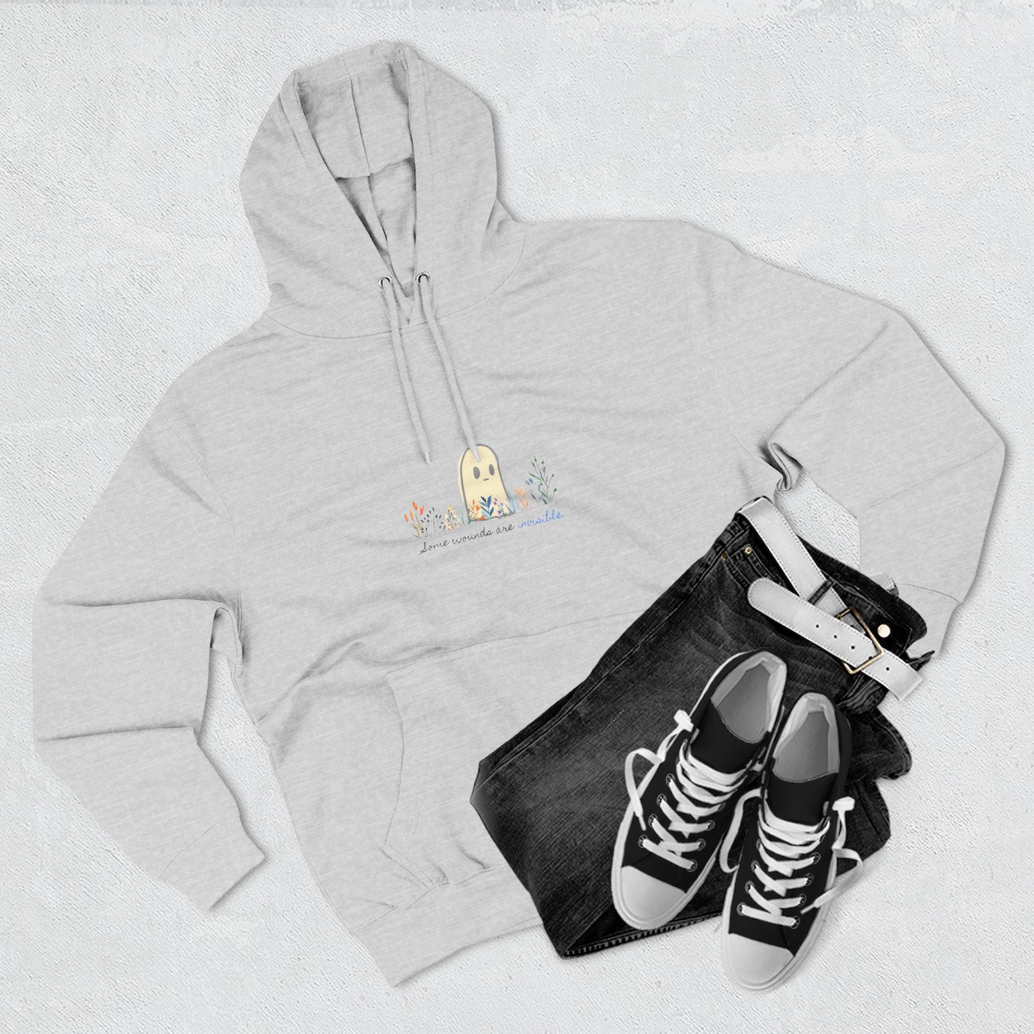 Invisible Ghost Series - "Some Wounds Are Invisible." Unisex Premium Pullover Hoodie