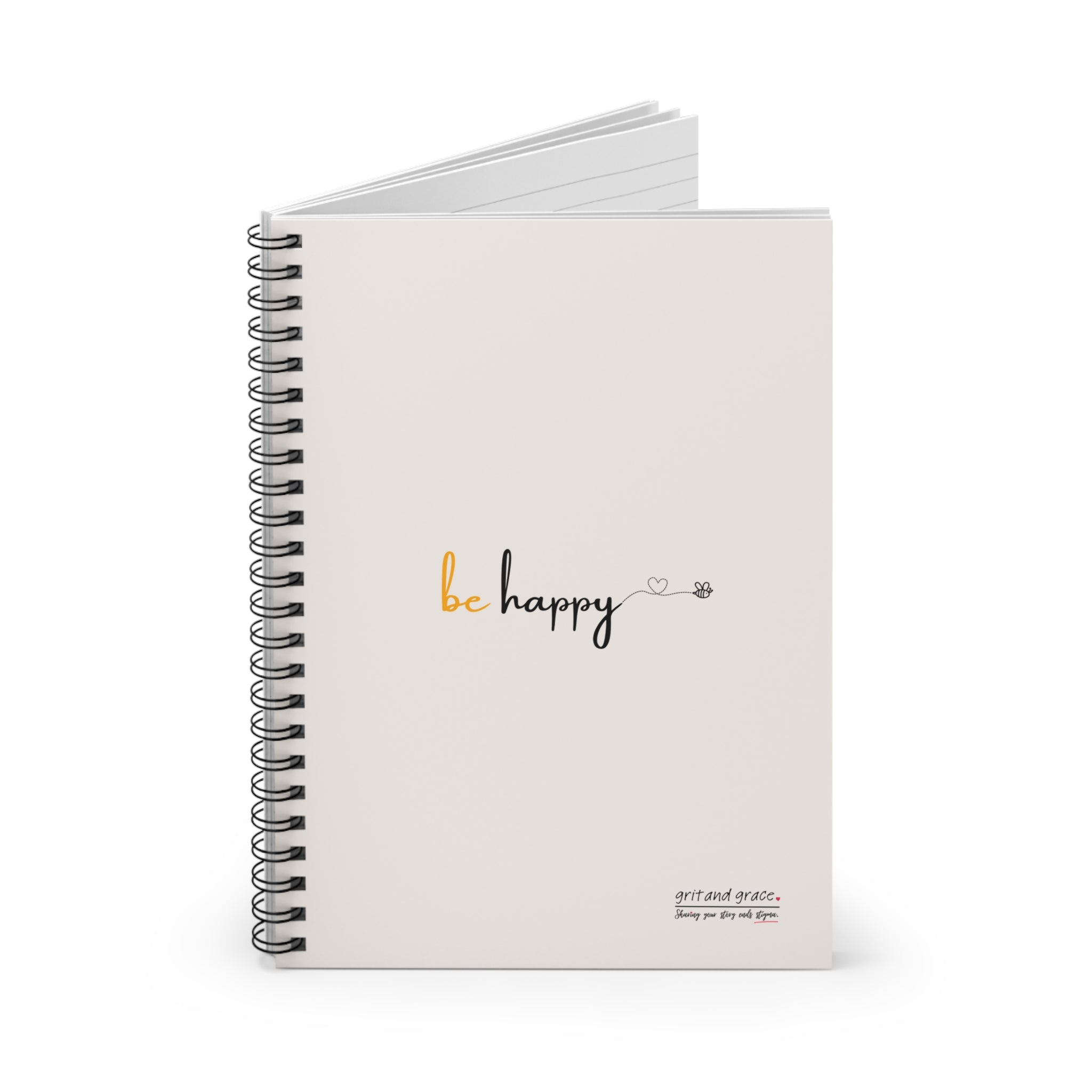 Bee Happy Series - "Be Happy." Spiral Notebook - Ruled Line