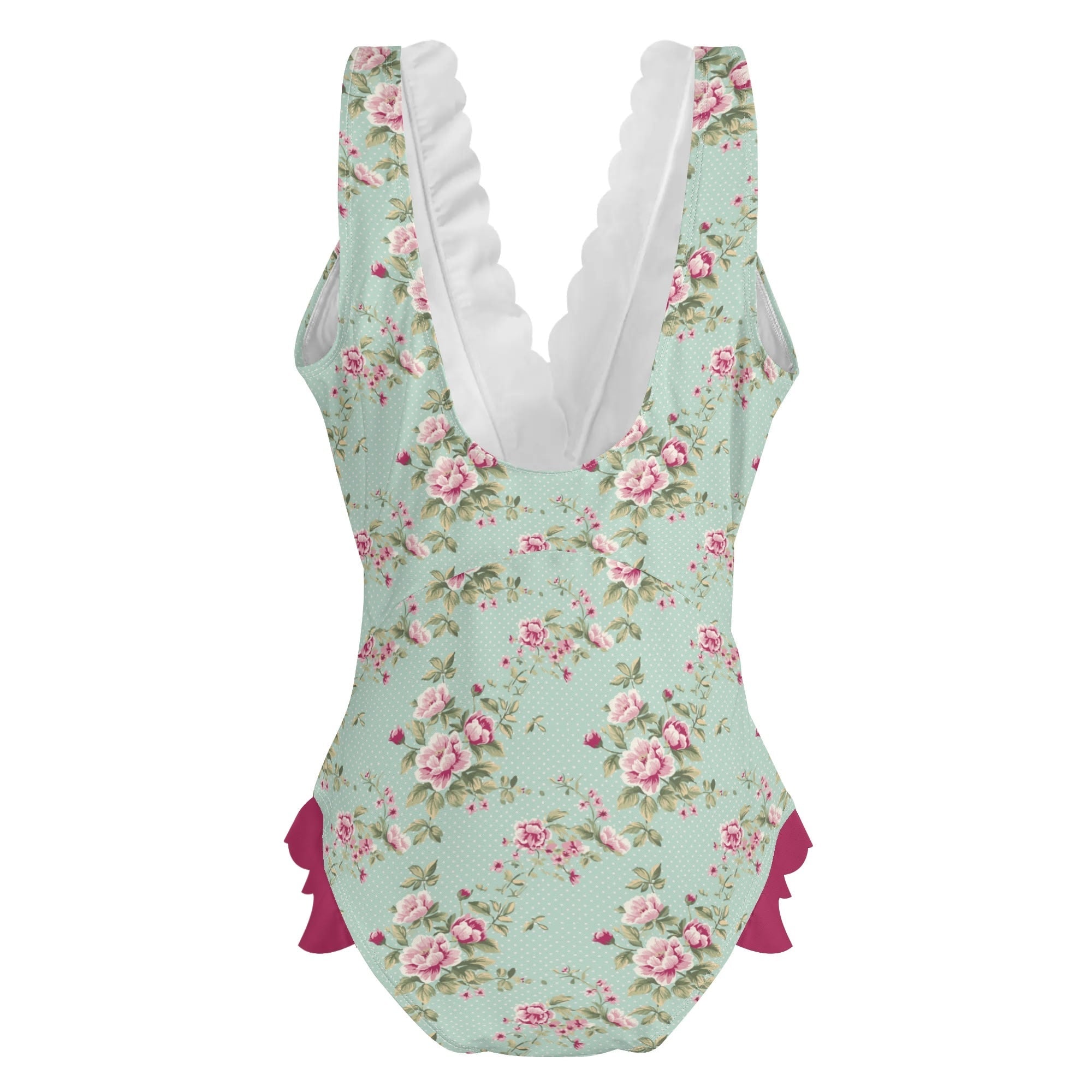 Chic Ruffle Trim Cross-Front One Piece Swimsuit for Women