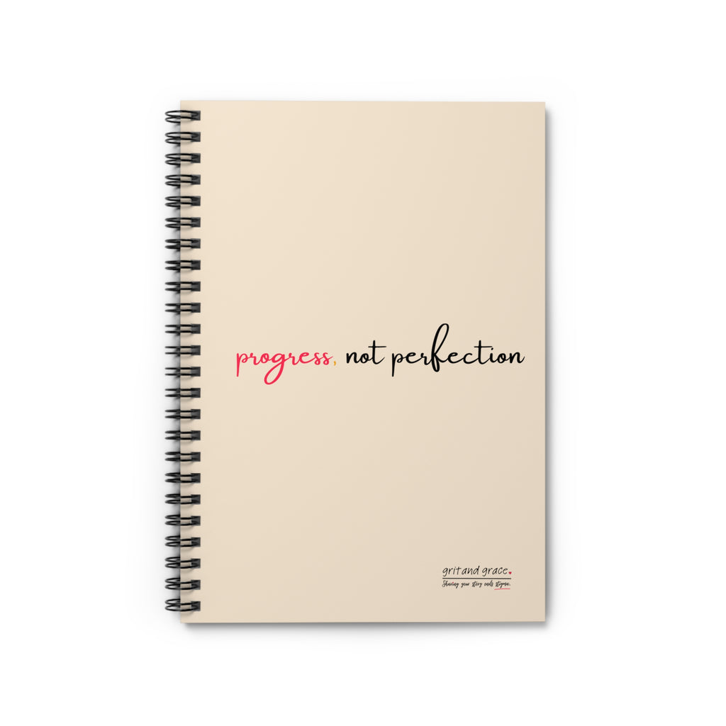 Mental Health Matters - "progress, not perfection" Spiral Notebook - Ruled Line