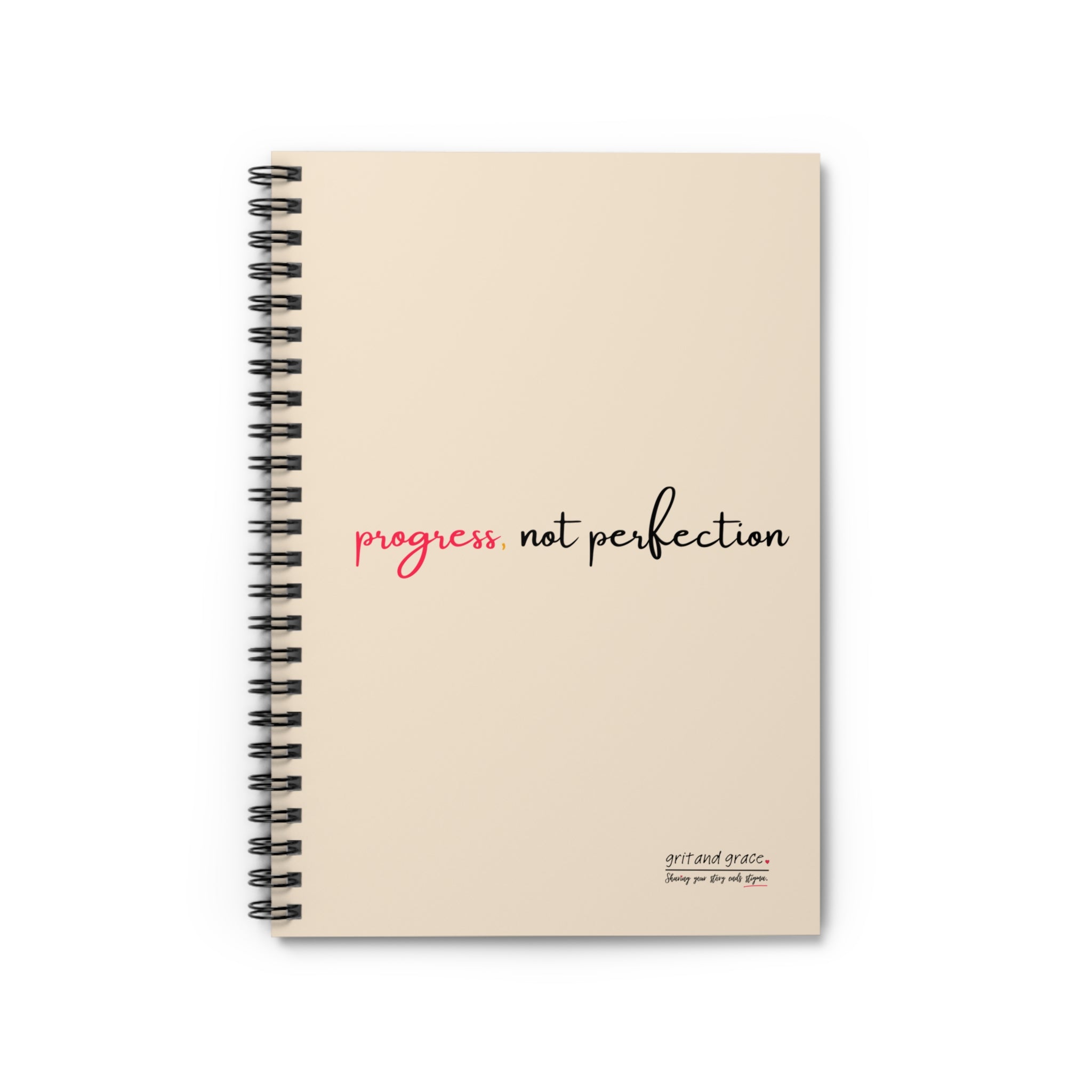 Mental Health Matters - "progress, not perfection" Spiral Notebook - Ruled Line