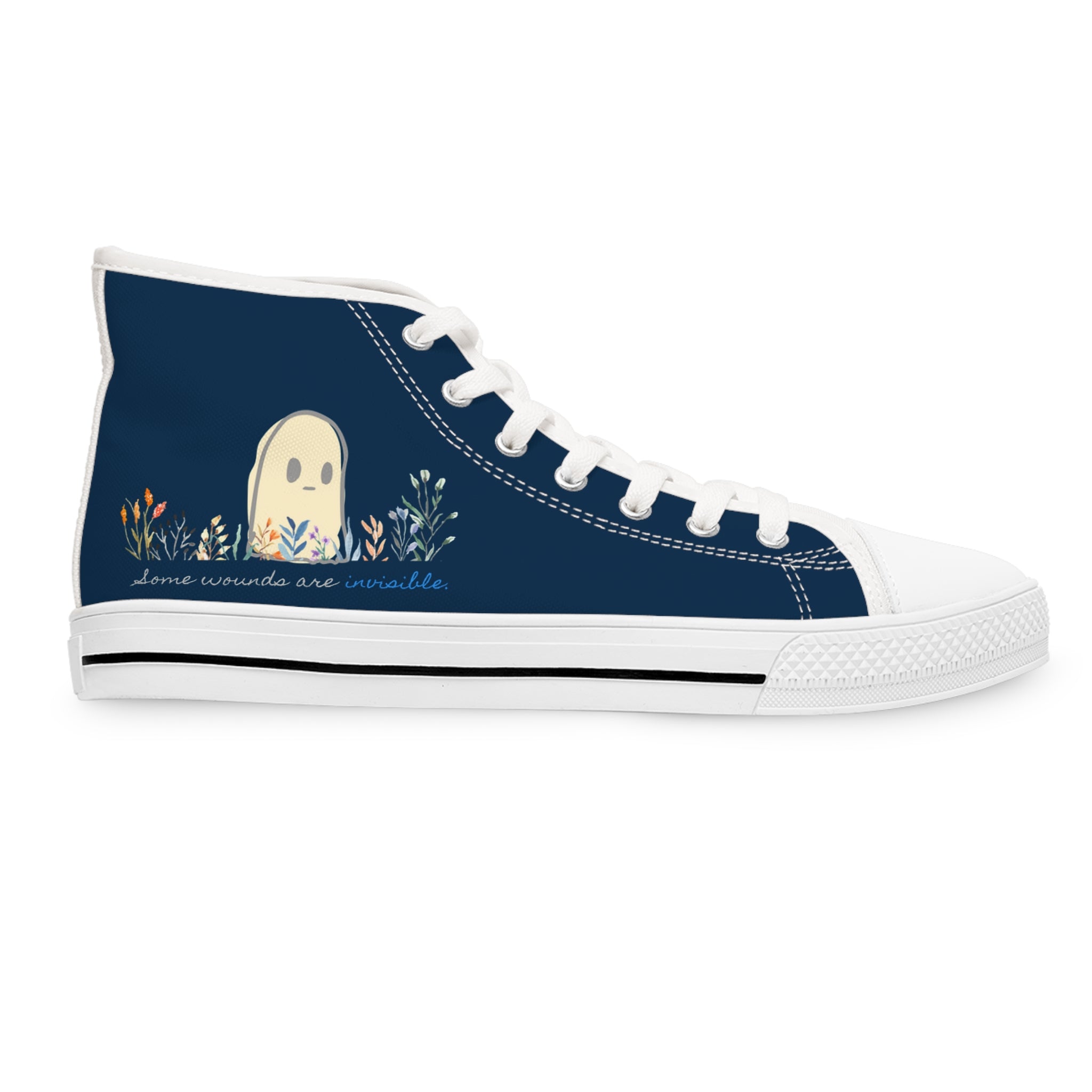 Invisible Ghost Series - "Some Wounds Are Invisible." Women's High Top Sneakers