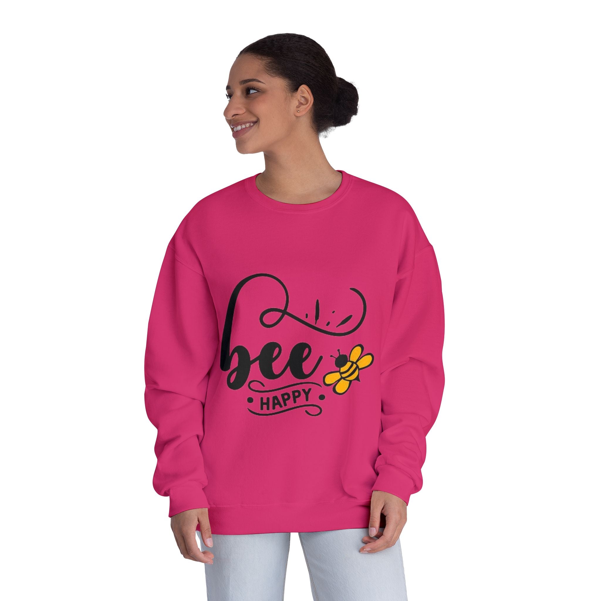 Bee Happy Series - "Bee Happy." Unisex NuBlend Crewneck Sweatshirt