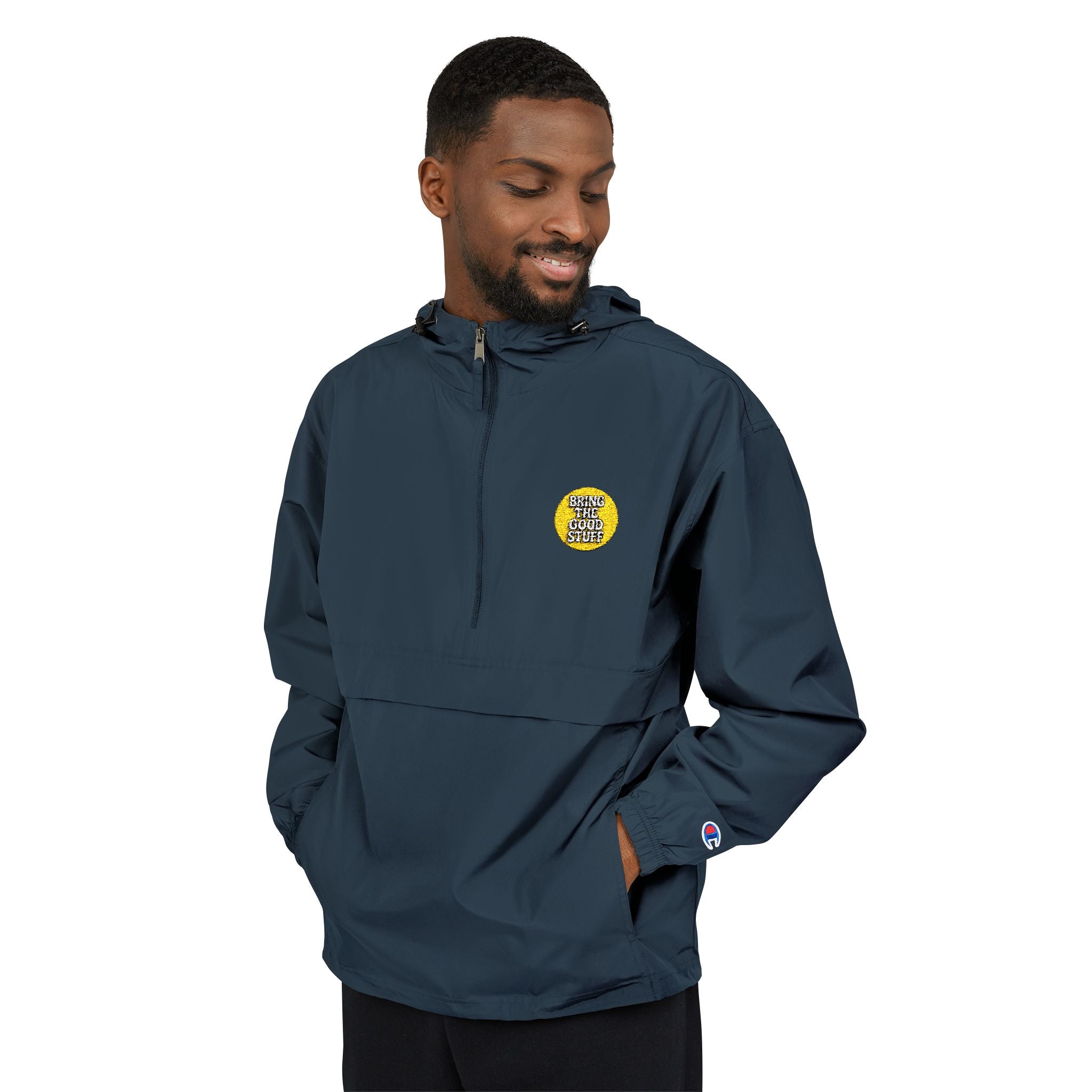 Bring The Good Stuff Light Blue Packable Anorak