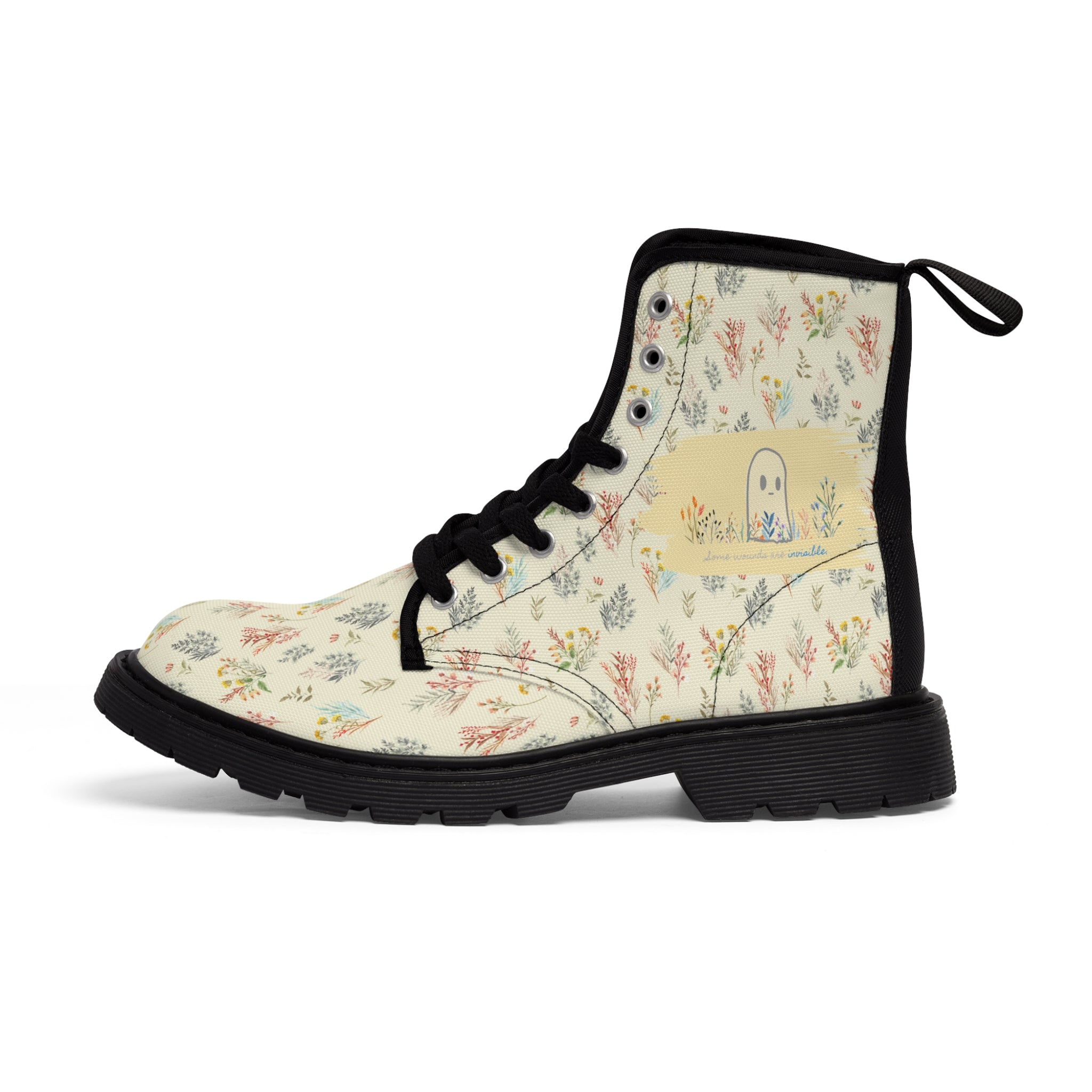 Empowerment Combat Boots for Women: Invisible Ghost 'Unseen Wounds' Collection