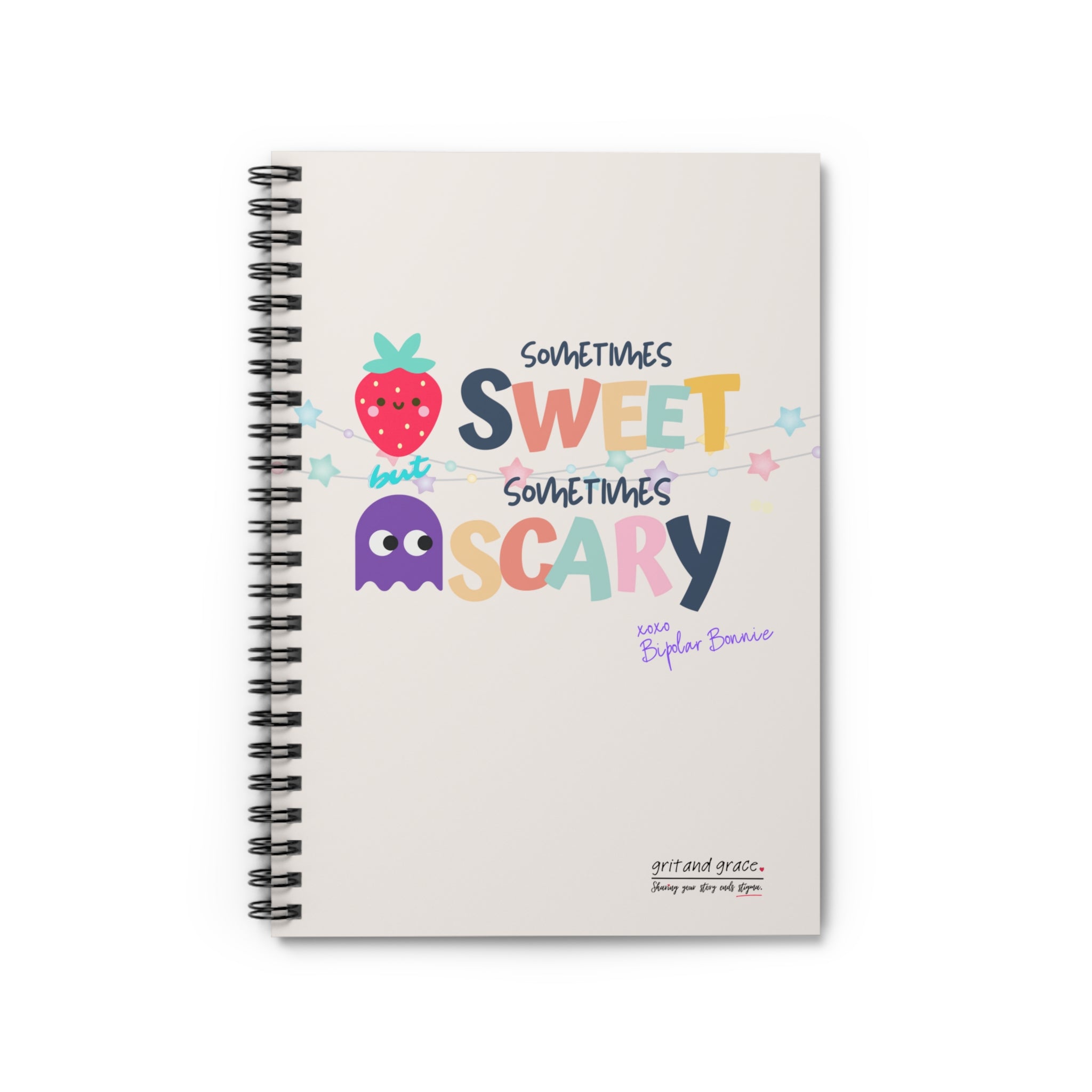 Bipolar Bonnie Series - "Sometimes Sweet But Sometimes Scary" Spiral Notebook - Ruled Line Notebook