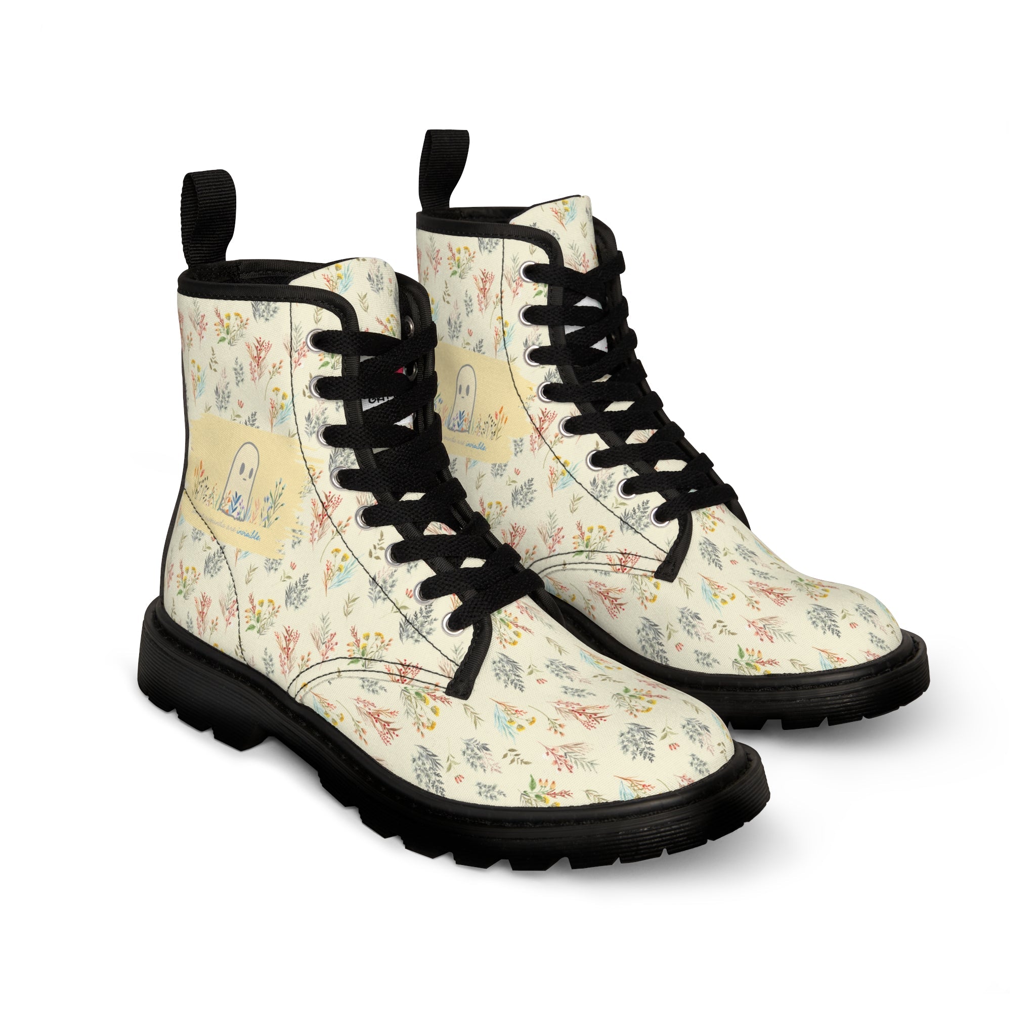 Empowerment Combat Boots for Women: Invisible Ghost 'Unseen Wounds' Collection