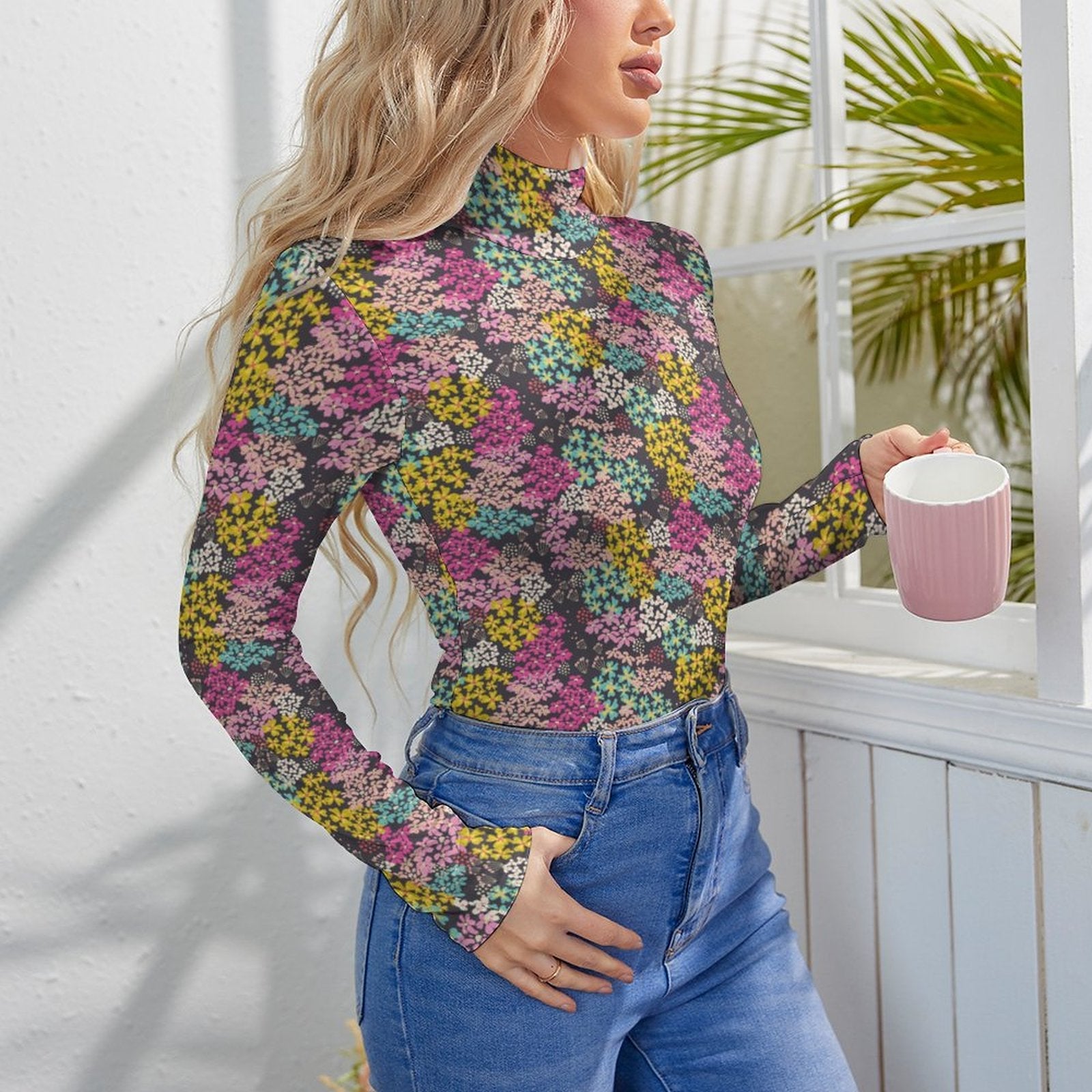 Summer Vibes High-collar Long-sleeve Bodysuit