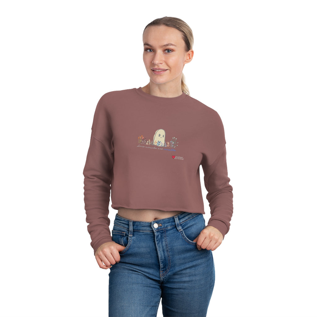 Invisible Ghost Casual Cropped Women's Sweatshirt