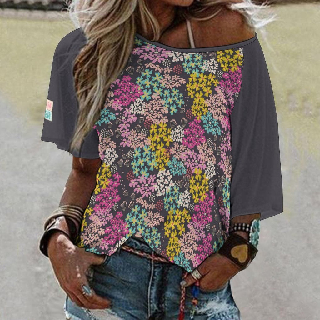 Summer Vibes Collection Women’s Off the Shoulder Half-Sleeve T-shirt
