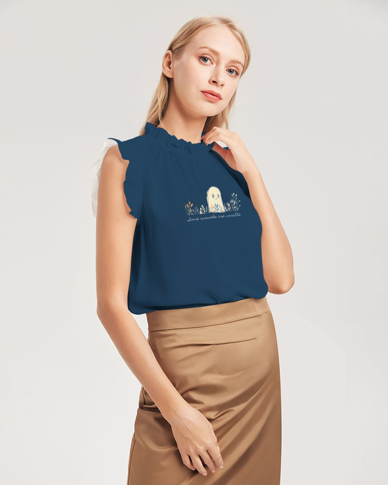 Invisible Ghost 'Invisible Wounds' Women's Ruffle Sleeve Blouse