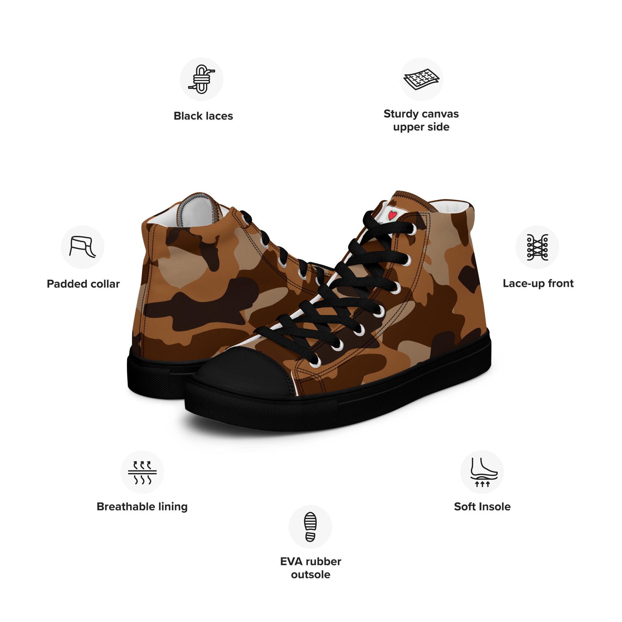 Army Enthusiast Men's High-Top Camouflage Sneakers