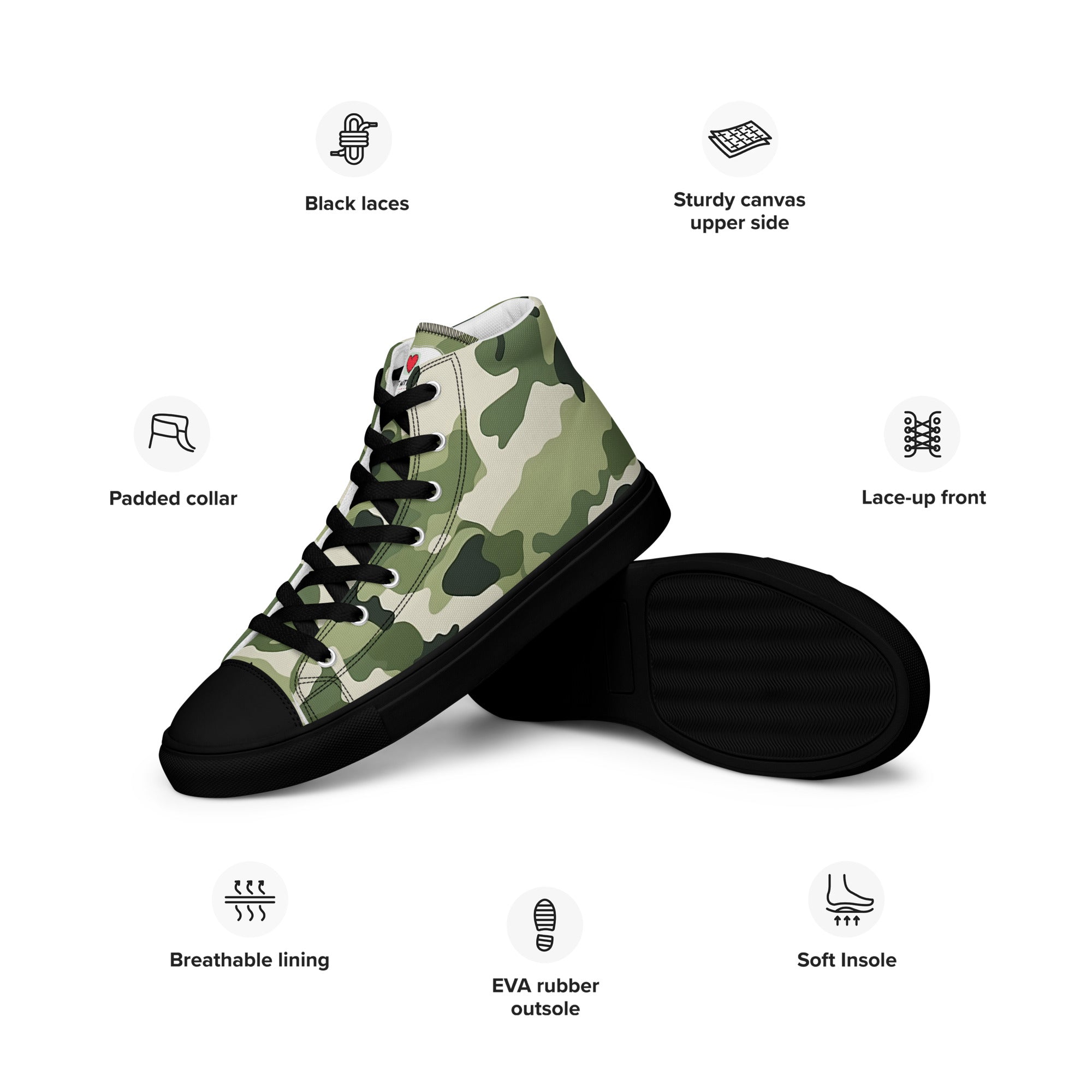 Army Enthusiast Men's High-Top Camouflage Sneakers