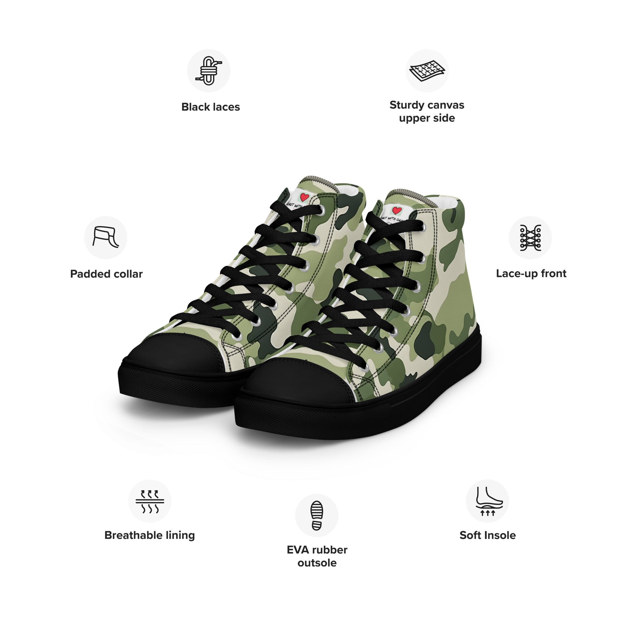 Army Enthusiast Men's High-Top Camouflage Sneakers