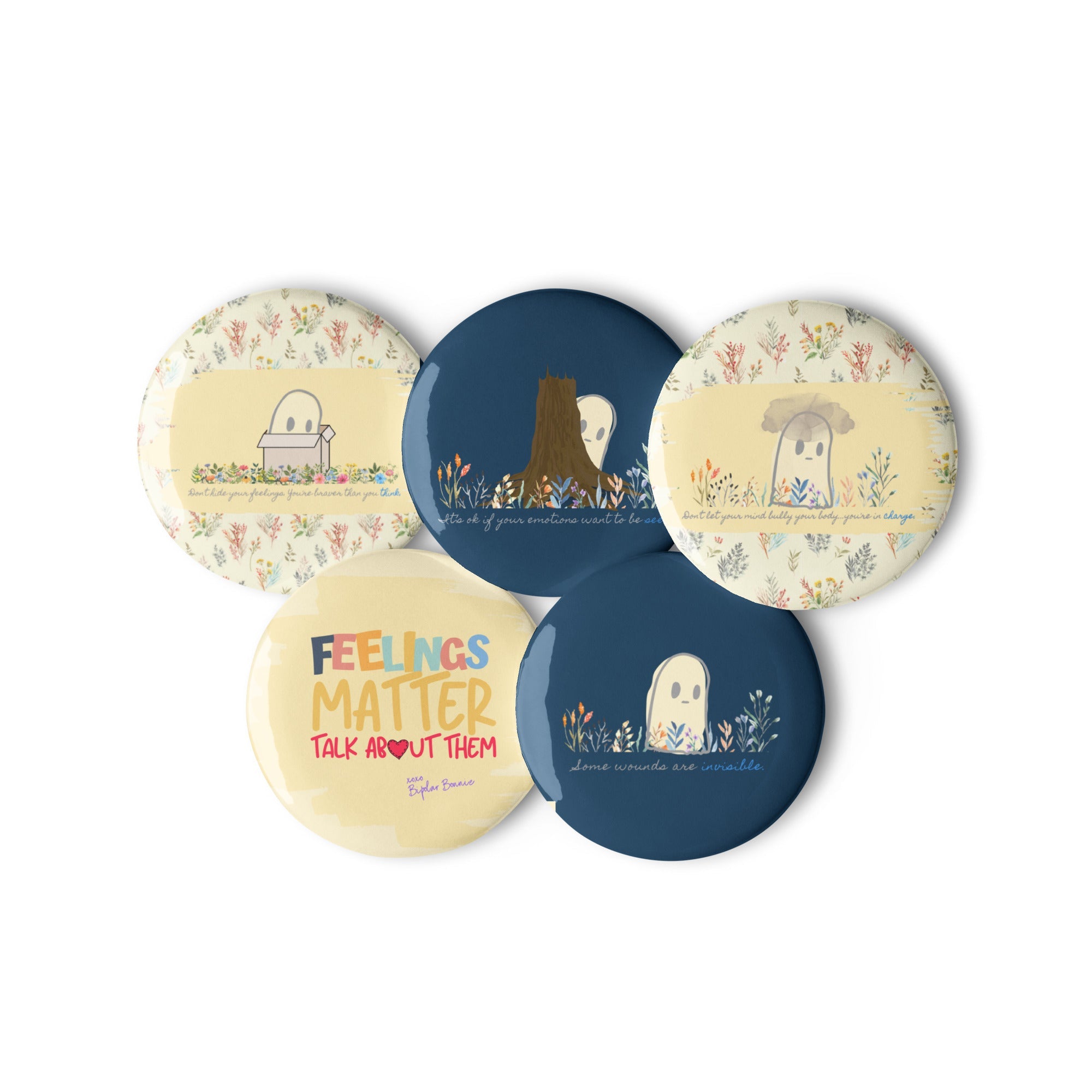Invisible Ghost Series Set of pin buttons