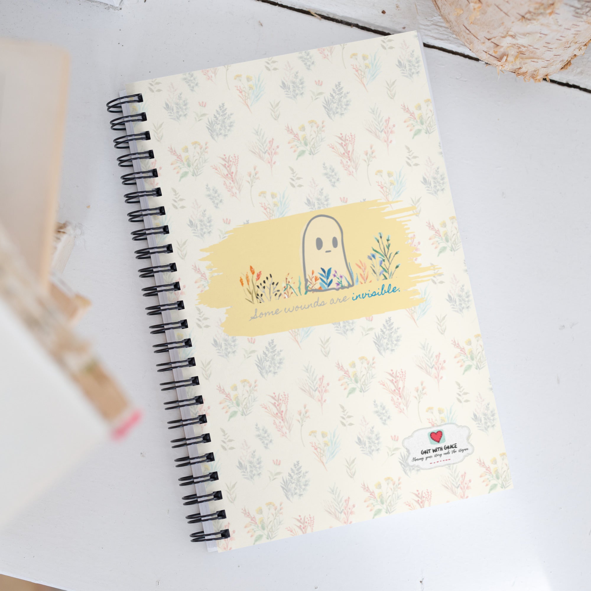 Invisible Ghost 'Some Wounds Are Invisible' Inspirational Notebook