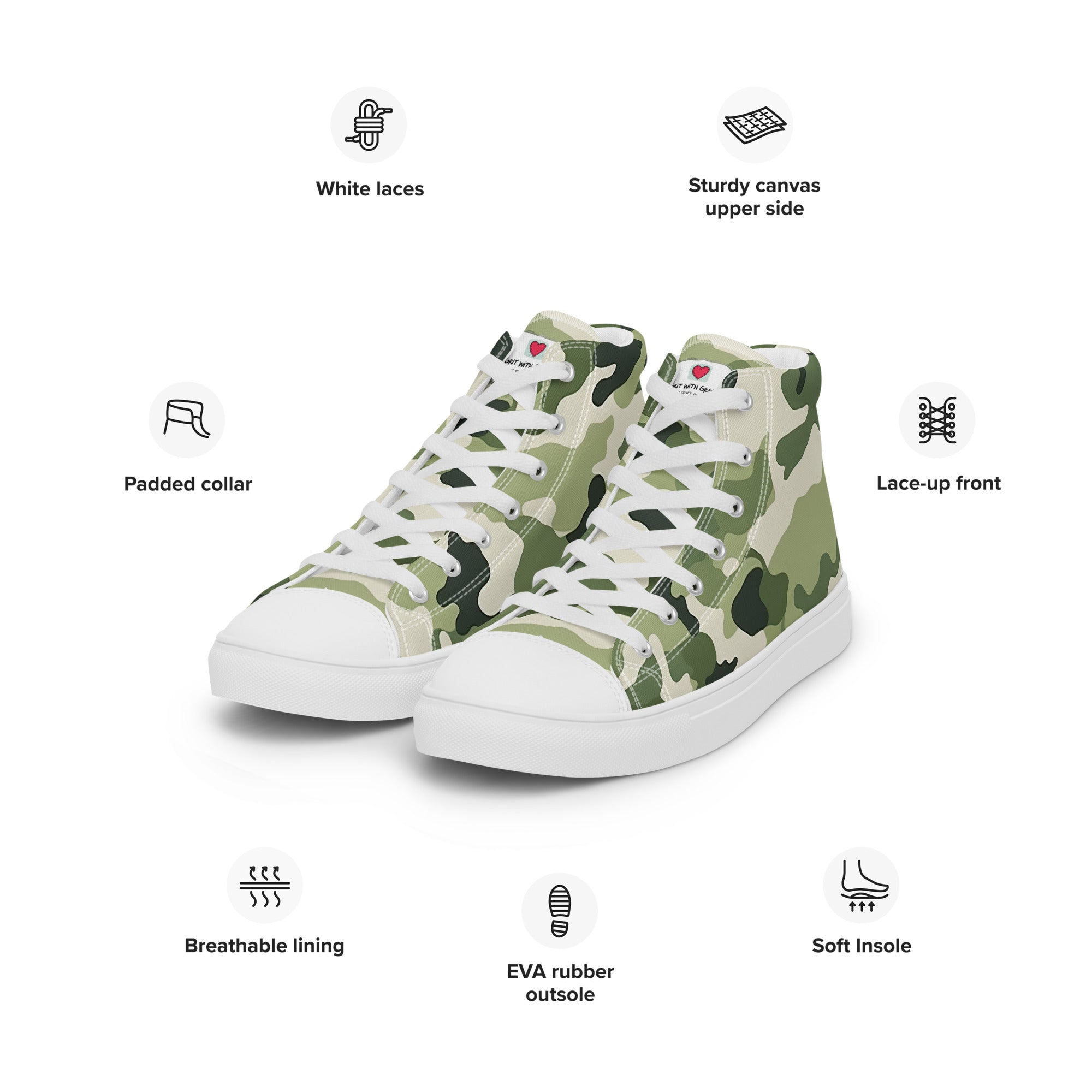 Army Enthusiast Women's High-Top Camouflage Sneakers